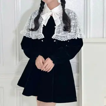 Honey Cinnamon 레이스 케이프 벨로아 원피스 양산형