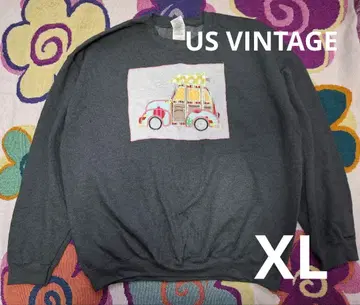 US VINTAGE 자동차 패턴 패치워크 맨투맨 오버 사이즈