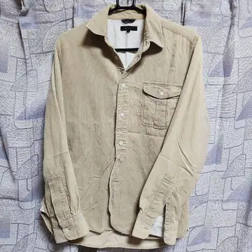 베이지 코듀로이 긴팔 셔츠