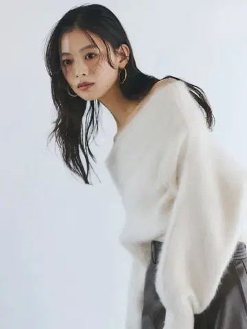 anuans 2025 신상 라쿤 폭스 오프숄더 니트 풀오버