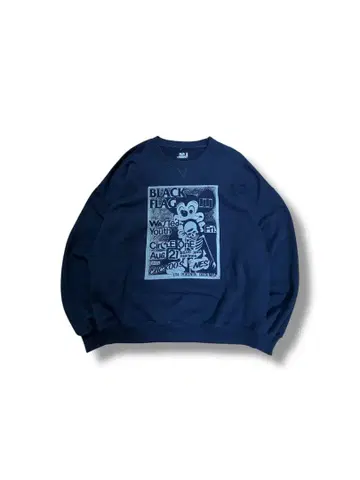 초레어 00s BLCK FLAG 발금 쥐 V 가제트 맨투맨 XL