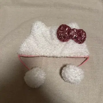 USJ 키티 팬캡 화이트 모자 스팽글