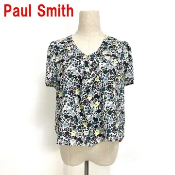 A6257 폴스미스 반팔 블라우스 상의 올 패턴 꽃무늬 블랙 화이트 40