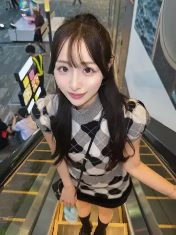 Darich 아가일 하트 체크 니트 셋업