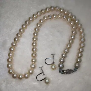 진주 목걸이 귀찌 세트