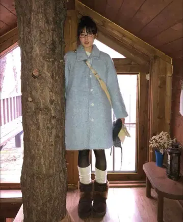 From Beginning 롱 코트 한국 스카이블루