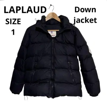 LAPLAUD 라프라오 다운 자켓 블랙 후드 숏 기장 로고 와펜