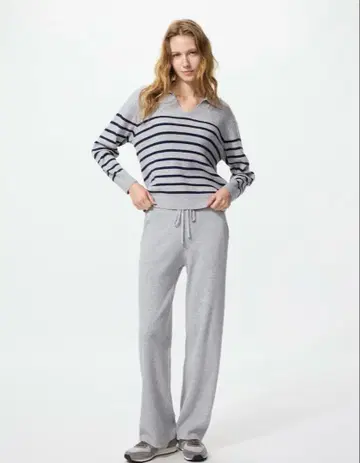 워셔블 니트 리브 팬츠 유니클로 03 GRAY