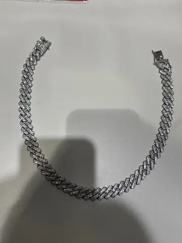 크리스탈 장식 실버 로프 체인 목걸이 지르코니아