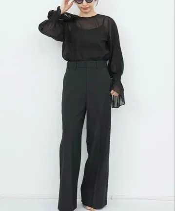 L'Appartement Sheer Voile Shirring 블라우스