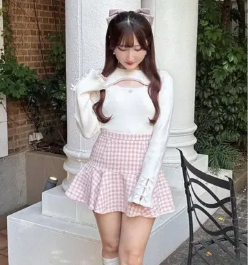 evelyn 로고 리본 슬릿 니트