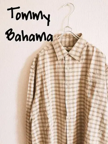 D220722 Tommy Bahama 자수 체크 무늬 긴팔 셔츠