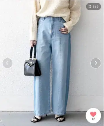 SHIPS any 사이드 라인 스트레이트 와이드 데님 팬츠