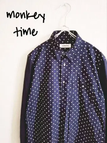 D221454 monkey time 도트 무늬 니트 슬리브 레귤러 셔츠