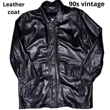 90s 가죽 코트 유로 구제 의류 빈티지 블랙 표피 가죽 램 가죽