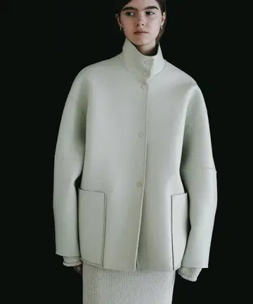 미사용품 [ a part by ] 무스탕 리버 블루종 베이지