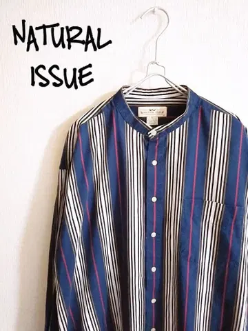 D221549 내추럴 이슈 스트라이프 밴드 카라 셔츠
