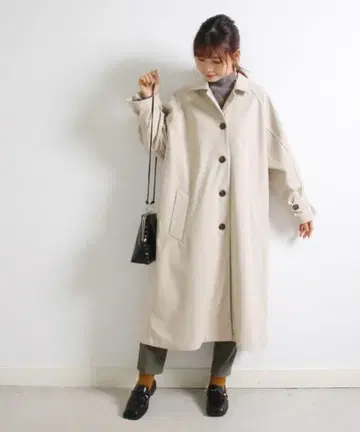 Crisp 롱 발라 칼라 코트