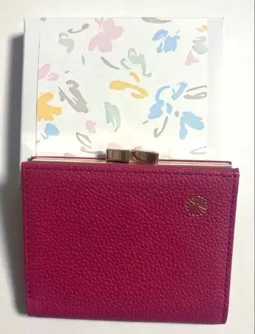 황궁 지갑 이단 접이식 가마구치 로즈 핑크