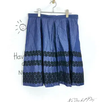 에프데 데님 스커트 레이스 A라인 무릎 기장 15호 빅 사이즈