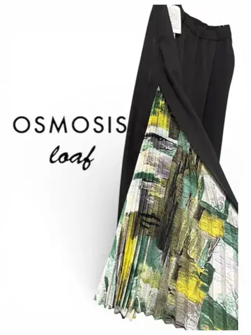 [ 미사용 택 포함 ] OSMOSIS 오즈모시스 비대칭 플리츠 배색 팬츠