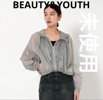 미사용 BEAUTY&YOUTH 나일론 숏 후디 후드티