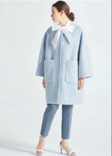 yori 울 노카라 코트 22AW 스카이블루