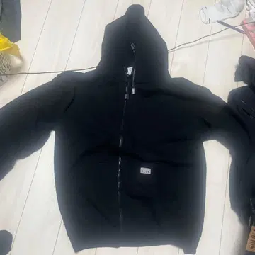 블랙 풀 집업 후드티 후드 부착