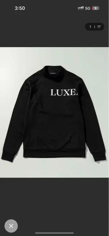 LUXE 블랙 크루넥 맨투맨