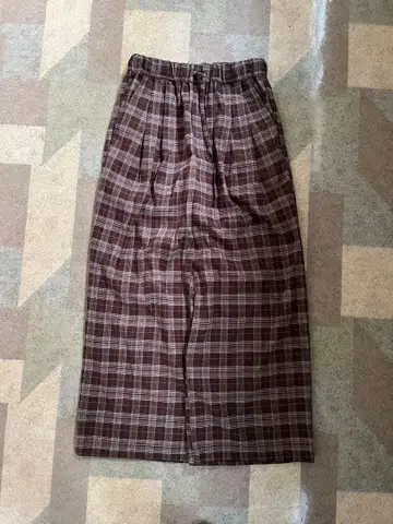 Neucon 체크 와이드 스트레이트 이지 슬랙스