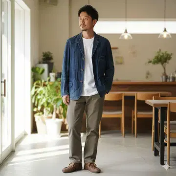 45R 인디고 기마 코튼 린넨 테일러드 자켓 3 45rpm