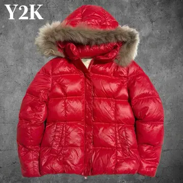 Y2K 00s 헤이세이 갸루 그런지 기믹 짧은 기장 퍼 다운 광택 두꺼운