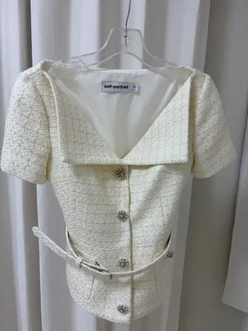 self-portrait 화이트 트위드 자켓 UK6