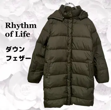 [ 리듬 오브 라이프 ] 다운 자켓 페더 [ M ] 카키 그린 후드