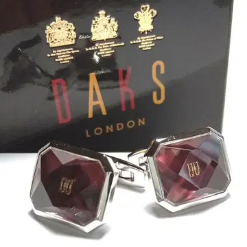 dkc189 새상품 닥스 커프스 커프링크스 실버 x 퍼플 빨간색 유리