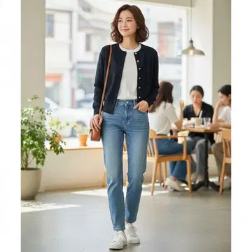 새상품급 플라스테 PLST 골드 버튼 니트 가디건 네이비 S 광택감 고급