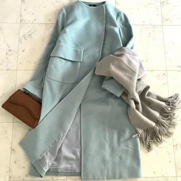 새상품급 엠필 M.fil 예쁜 색상 노카라 울 코트 맥시 길이 38