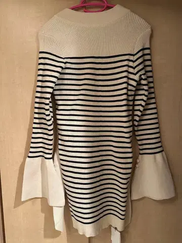 스트라이프 니트 롱 원피스