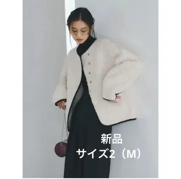 새상품 anuans ECOPEL 파이핑 보아 자켓