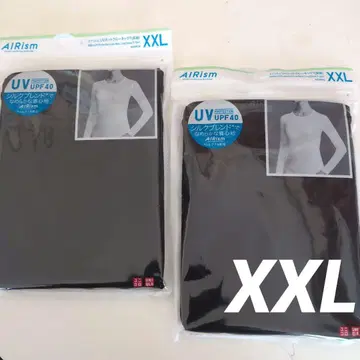 유니클로 AIRism UV컷 크루넥T 긴팔 T XXL 2장 Black