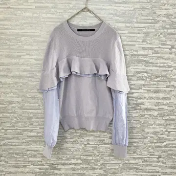 예카베카 프릴 절개 니트탑 라벤더 가을 코디 긴팔