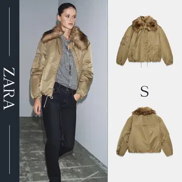 ZARA ZW 컬렉션 인조 모피 옷깃 봄버 자켓 S 새상품