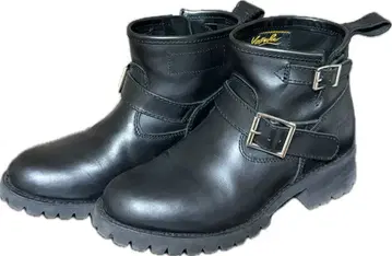 블랙 가죽 엔지니어 부츠 24.0cm