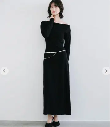 COCO DEAL 오프숄더 드레이프 니트 원피스