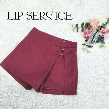 [립 서비스] 여성용 숏팬츠 스커트풍 와인 레드 사이즈 M