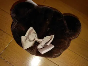 아오키 미사코 시마무라 콜라보 곰 모양 브라운 파우치 리본 포함