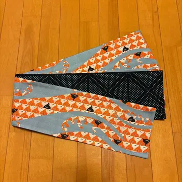 후리후 여우 패턴 반폭 오비