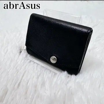 abrAsus 컴팩트 지갑 접이식 지갑 부테로 가죽 블랙 검정