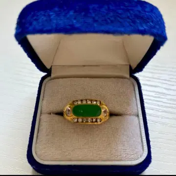 그린 컬러 스톤 금 도금 반지