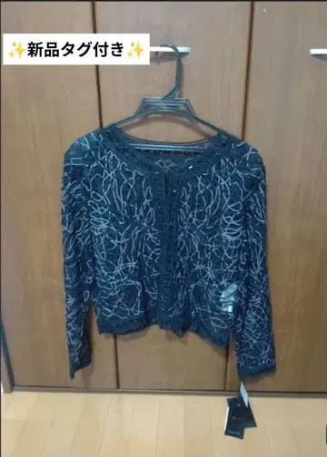 [택 포함 새상품] 미로네 Milone 전체 레이스 긴팔 볼레로 블랙